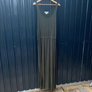 Michael Kors Elegant Fall Olive Green Tank Top Maxi Dress Elastic Waist 1X